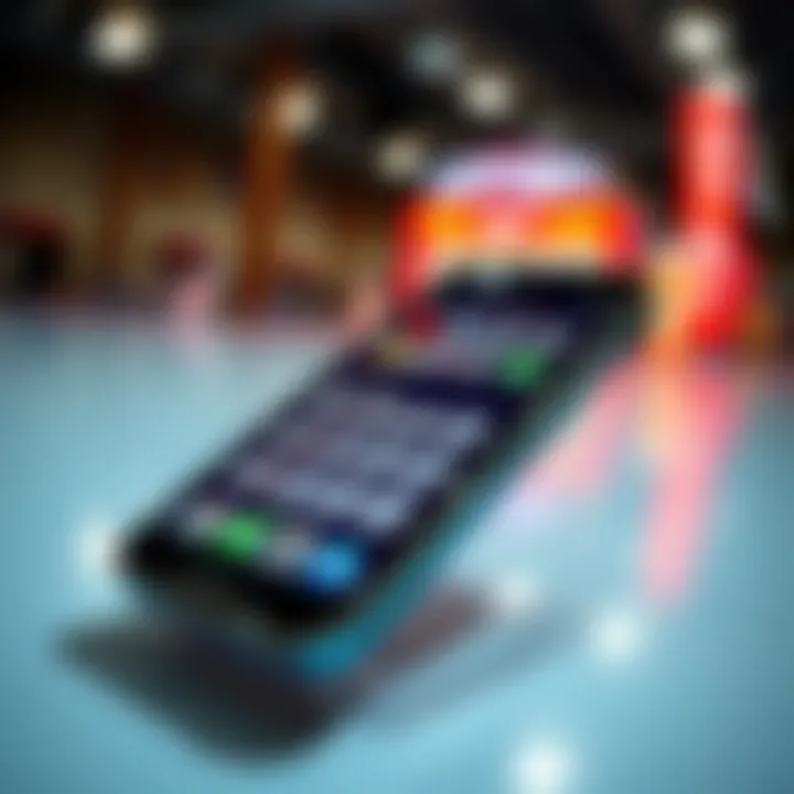 Smartphone with Lottery App Interface Illustration showing a modern smartphone with a lottery app interface