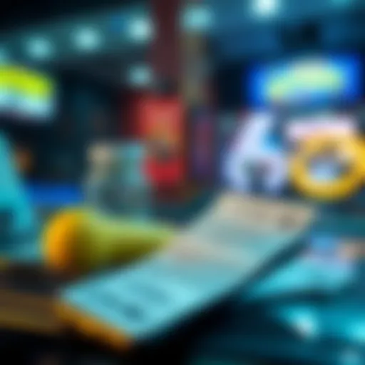 Illustration of lottery tickets and an Android phone