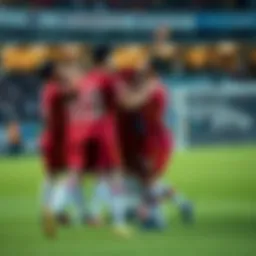 Korean national football team celebrating a goal