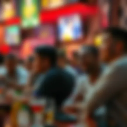 Exciting atmosphere at a sports bar during a match