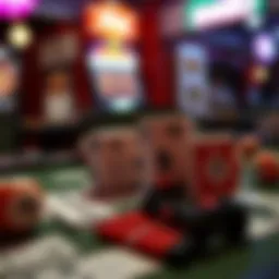 Bingo game setup with cards and markers