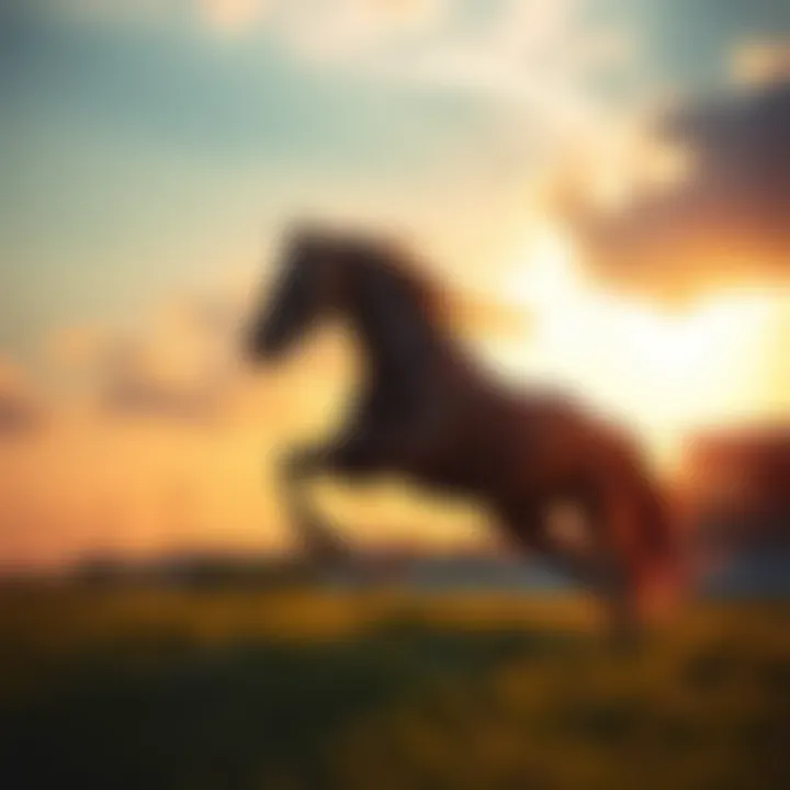 Majestic horse galloping in the sunset