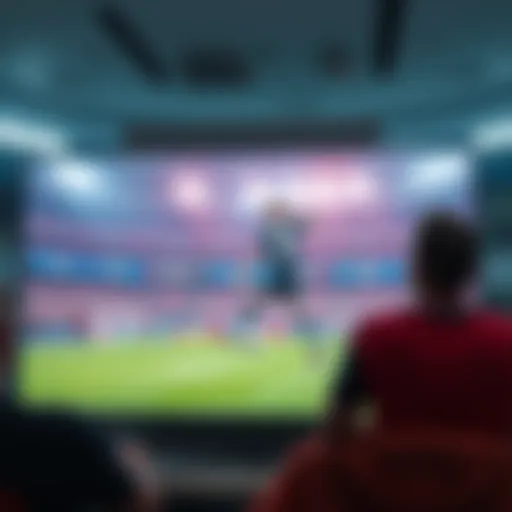 Live football broadcasting on a television screen