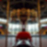 A detailed view of a horse-riding apparatus showcasing its intricate design.