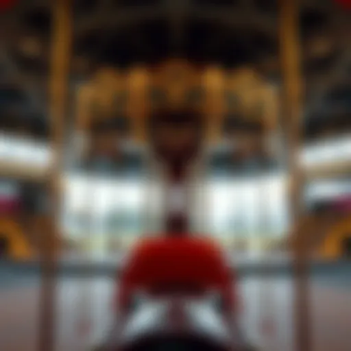 A detailed view of a horse-riding apparatus showcasing its intricate design.