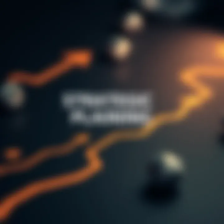 Conceptual image of strategic planning with arrows and paths