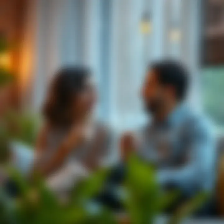 Financial Discussions After Winning A couple discussing financial management in a cozy setting