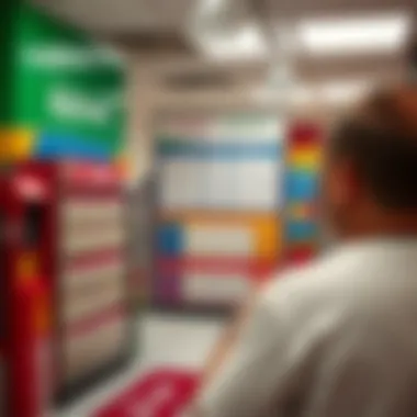 Interior of a lottery sales point showcasing ticket options