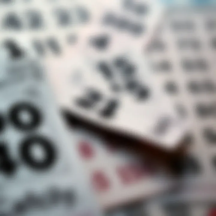 Illustration of lottery tickets aligned with winning numbers