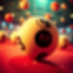 A vibrant depiction of a lottery ball with numbers in focus