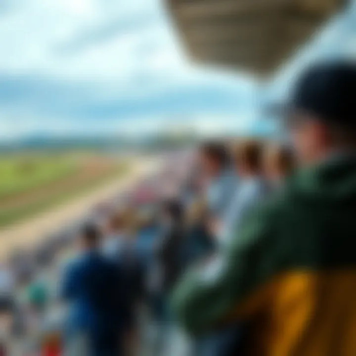 An overview of a bustling racetrack filled with spectators