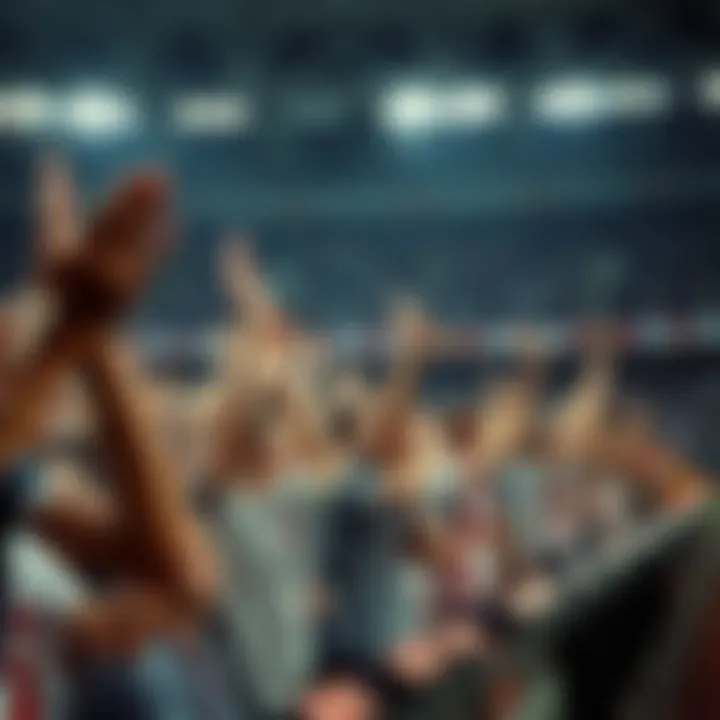 Fans cheering in a stadium during a soccer game