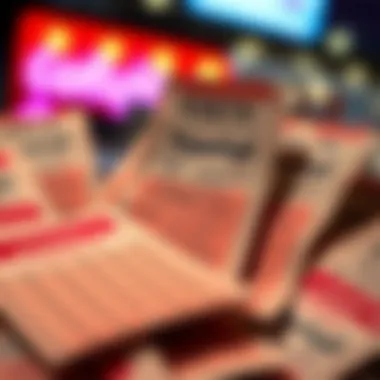 A collection of winning lottery tickets displayed